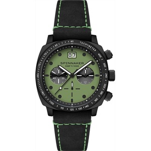 Spinnaker Chronograph SP-5068-0A Green Dial Black Leather Unisex Watch