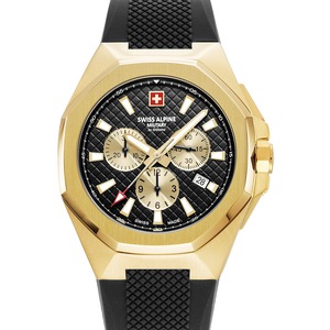 Swiss Alpine Military Chronograph 7005.9817 Gold Dial Black Silicone Unisex Watch