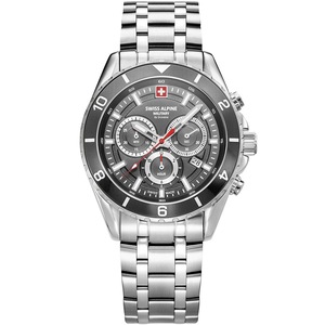 Swiss Alpine Military Chronograph 7034.9132 Grey Dial Silver Stainless Steel Unisex Watch