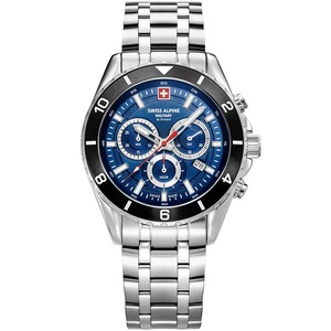 Swiss Alpine Military Chronograph 7034.9136 Blue Dial Silver Stainless Steel Unisex Watch