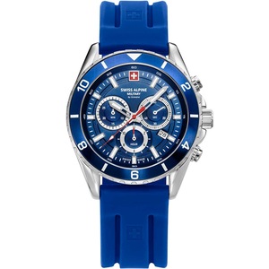Swiss Alpine Military Chronograph 7034.9835 Blue Silicone Unisex Watch