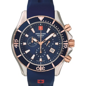 Swiss Alpine Military Chronograph 7040.9855 Blue Silicone Unisex Watch