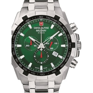 Swiss Alpine Military Chronograph 7043.9134 Green Dial Silver Stainless Steel Unisex Watch