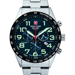 Swiss Alpine Military Chronograph 7047.9135 Blue Dial Silver Stainless Steel Unisex Watch