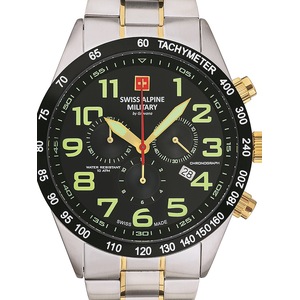 Swiss Alpine Military Chronograph 7047.9147 Black Dial Silver Stainless Steel Unisex Watch