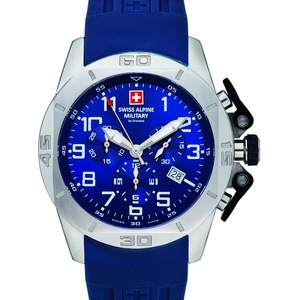 Swiss Alpine Military Chronograph 7063.9835 Blue Silicone Unisex Watch