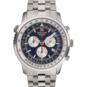 Swiss Alpine Military Chronograph 7078.9135 Blue Dial Silver Stainless Steel Unisex Watch
