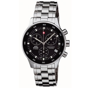 Swiss Military By Chrono Chronograph SM30052.01 Black Dial Silver Stainless Steel Unisex Watch