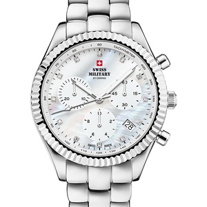 Swiss Military By Chrono Chronograph SM30207.02 Mother Of Pearl Dial Silver Stainless Steel Womens Watch