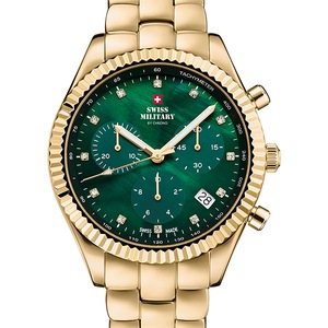 Swiss Military By Chrono Chronograph SM30207.04 Green Dial Gold Stainless Steel Womens Watch