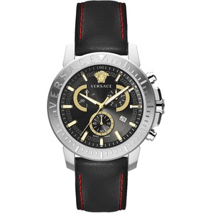 Versace Chronograph VE2E00121 Black Leather Mens Watch