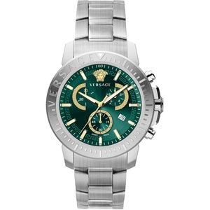 Versace Chronograph VE2E00821 Green Dial Silver Stainless Steel Unisex Watch