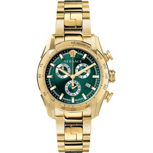 Versace Chronograph VE2I00621 Green Dial Gold Stainless Steel Mens Watch