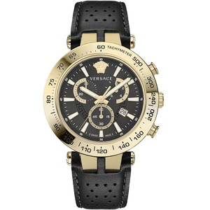 Versace Chronograph VEJB00422 Black Leather Mens Watch