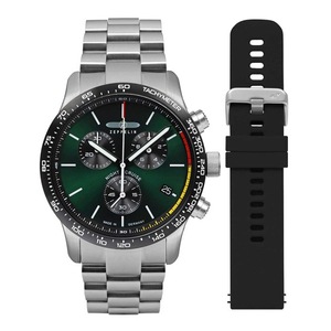 Zeppelin Chronograph 7288M-4_SET Green Dial Black Stainless Steel Unisex Watch