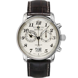 Zeppelin Chronograph 76845 Brown Leather Unisex Watch