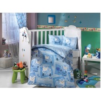 4 Piece Little Sheep Cot Set Blue
