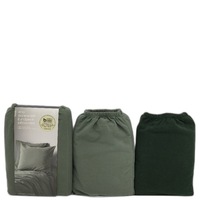 Set of 2 Arlo Stonewashed Leaf Green & 1 Dark Green European Pillowcases NEW