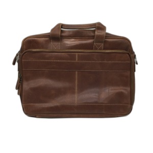 KomalC 18" Vintage Style Leather Laptop Tan Messenger Satchel Office Bag NEW