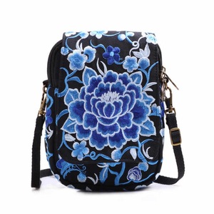 Embroidered Cute Mini Crossbody Bag for Women Small Cell-phone Pouch Coin Purse-B