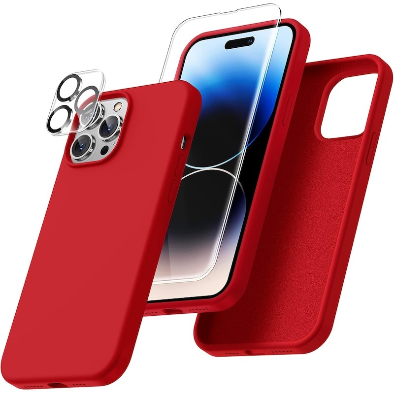 Buy For iPhone 13 Pro Silicone Case with Screen Protector & Camera Lens ...