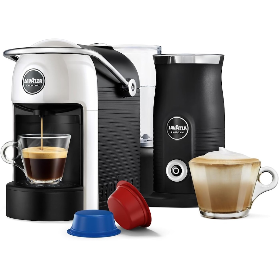 Lavazza, A Modo Mio Jolie & Milk EVO Coffee Machine, with Integrated Milk Frother and Removable Grid, White