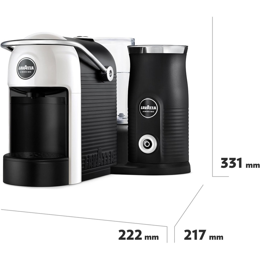 Lavazza, A Modo Mio Jolie & Milk EVO Coffee Machine, with Integrated Milk Frother and Removable Grid, White