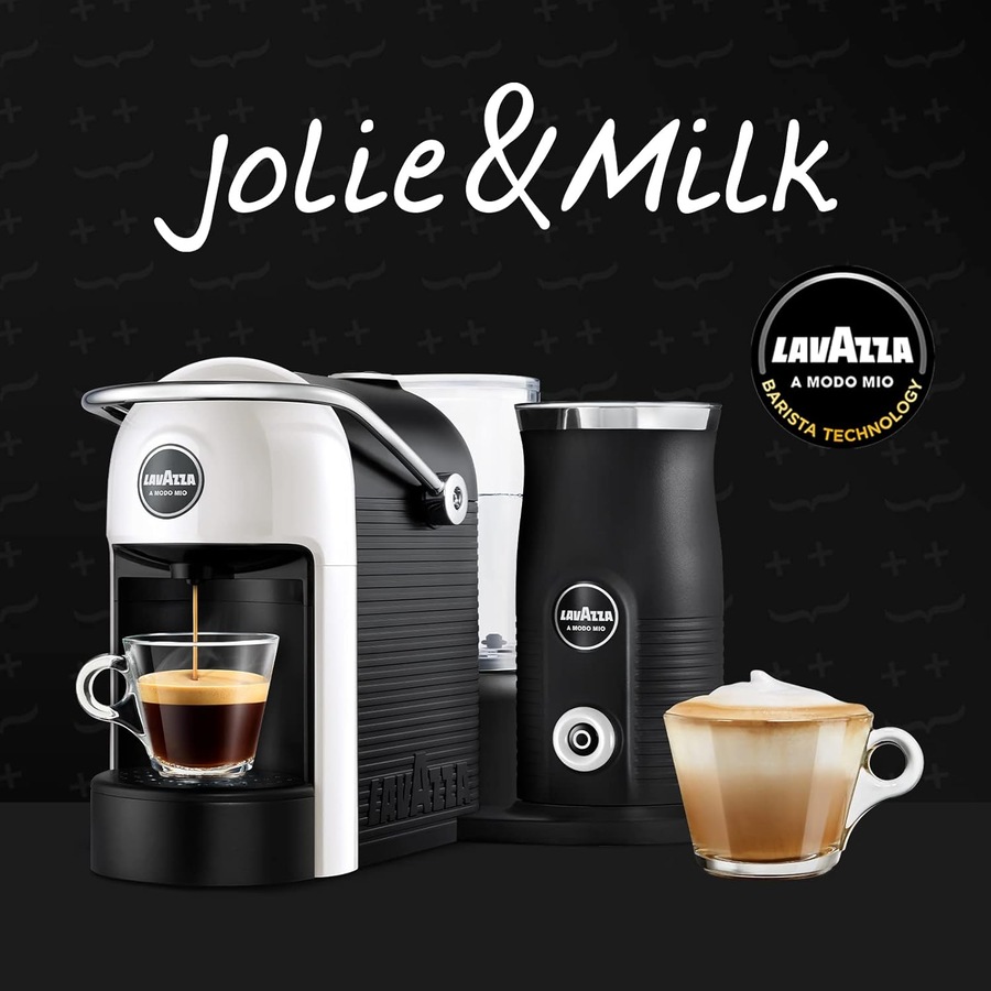 Lavazza, A Modo Mio Jolie & Milk EVO Coffee Machine, with Integrated Milk Frother and Removable Grid, White