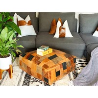 Exotic Leather Patchwork Ottoman