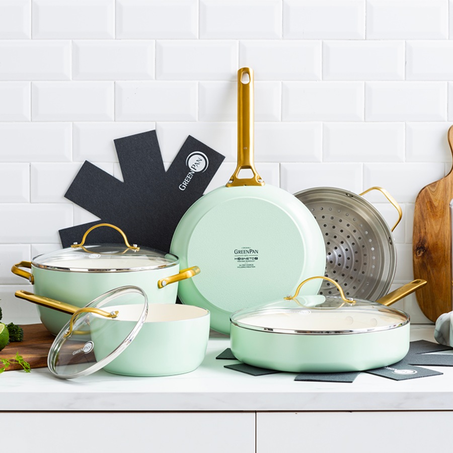 GreenPan Padova 10 Piece Cookware Set Pastel Green
