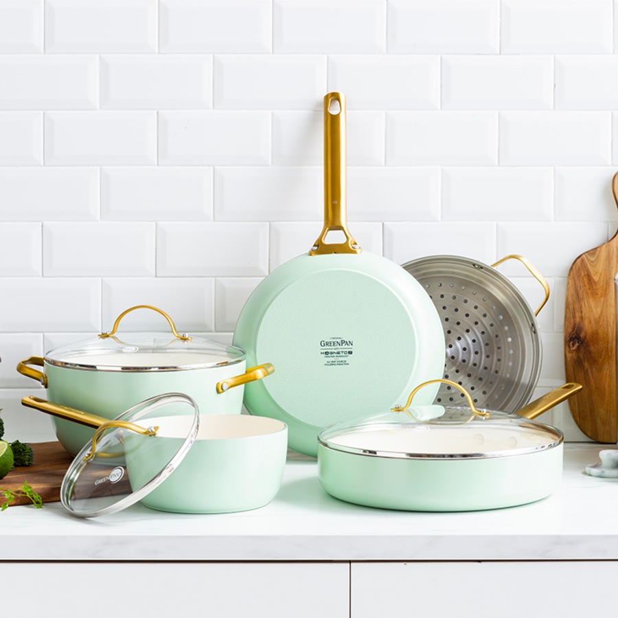 GreenPan Padova 10 Piece Cookware Set Pastel Green