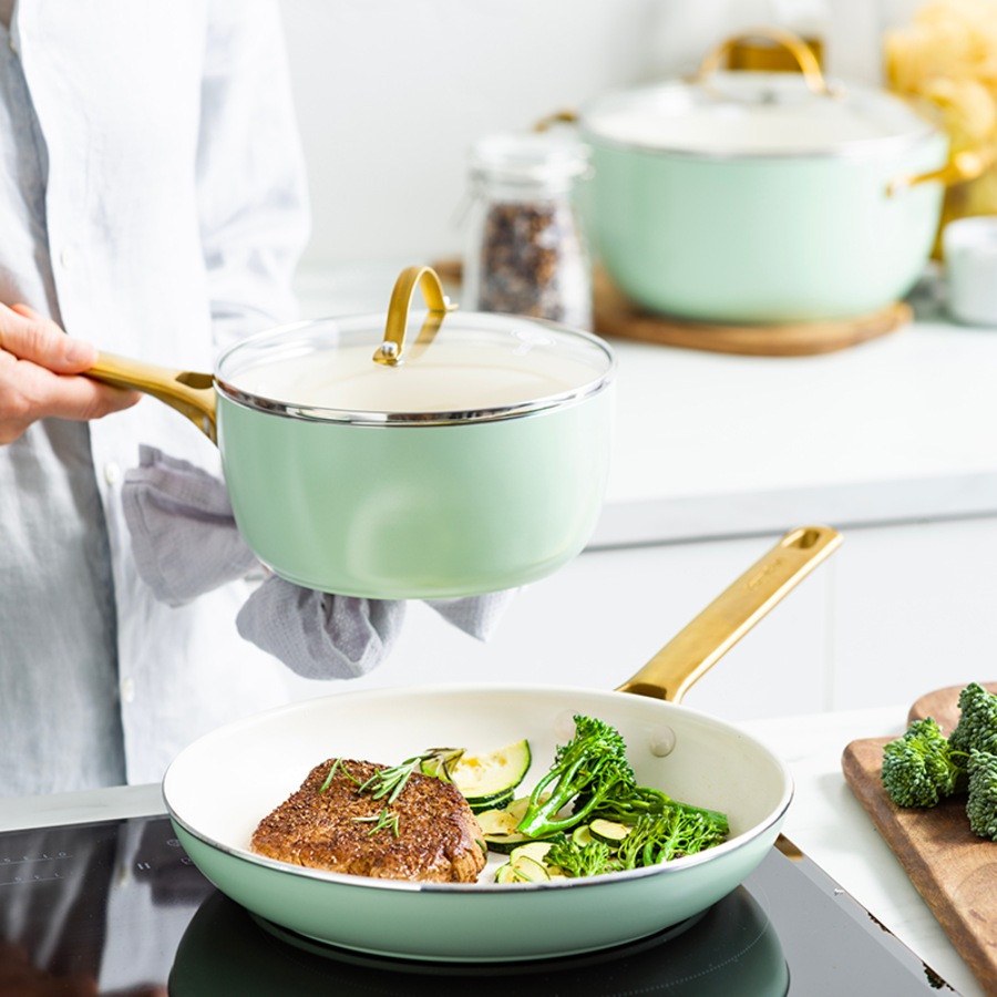 GreenPan Padova 10 Piece Cookware Set Pastel Green