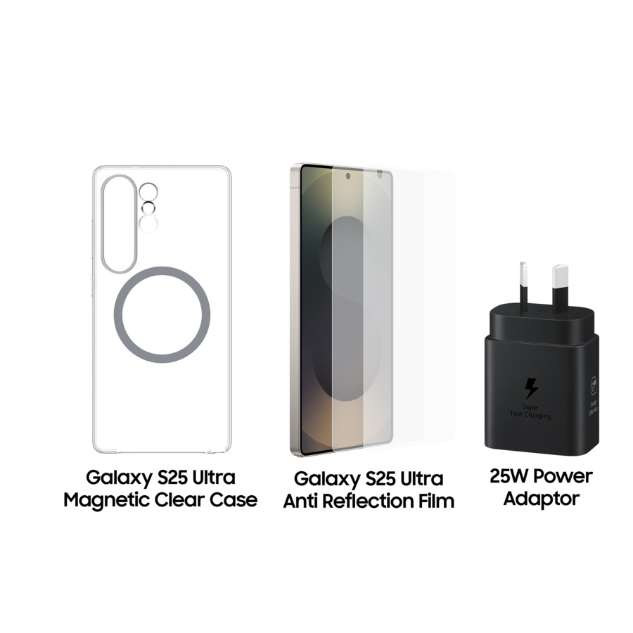 Samsung Galaxy S25 Ultra Accessory Bundle (Transparent & Black)