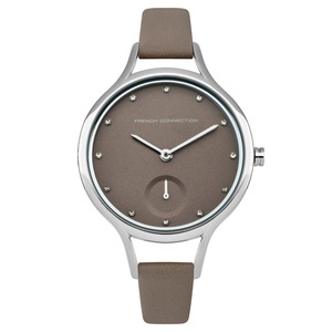 French Connection 32mm Grey Dial Grey Leather Strap Watch