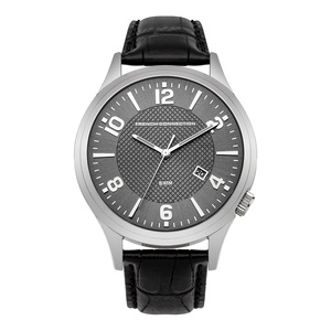 French Connection Cromwell 44m Black Dial Brown Leather Strap Watch
