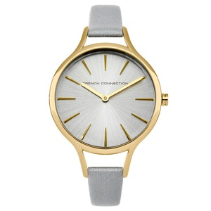 French Connection Daisy Petite 32mm Silver Dial Grey Leather Strap Watch