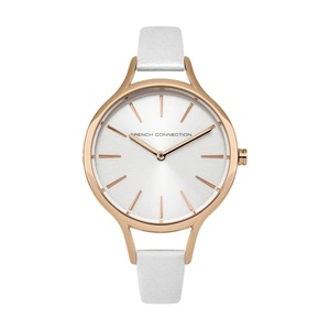 French Connection Daisy Petite 32mm White Dial White Leather Strap Watch