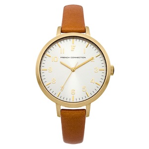 French Connection Rosebery 36mm White Dial Camel Calf Leather Watch