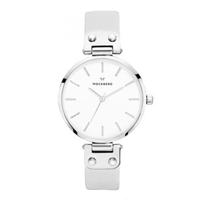 Mockberg Elsa 34mm White Dial Silver Case Grey Leather Strap Watch