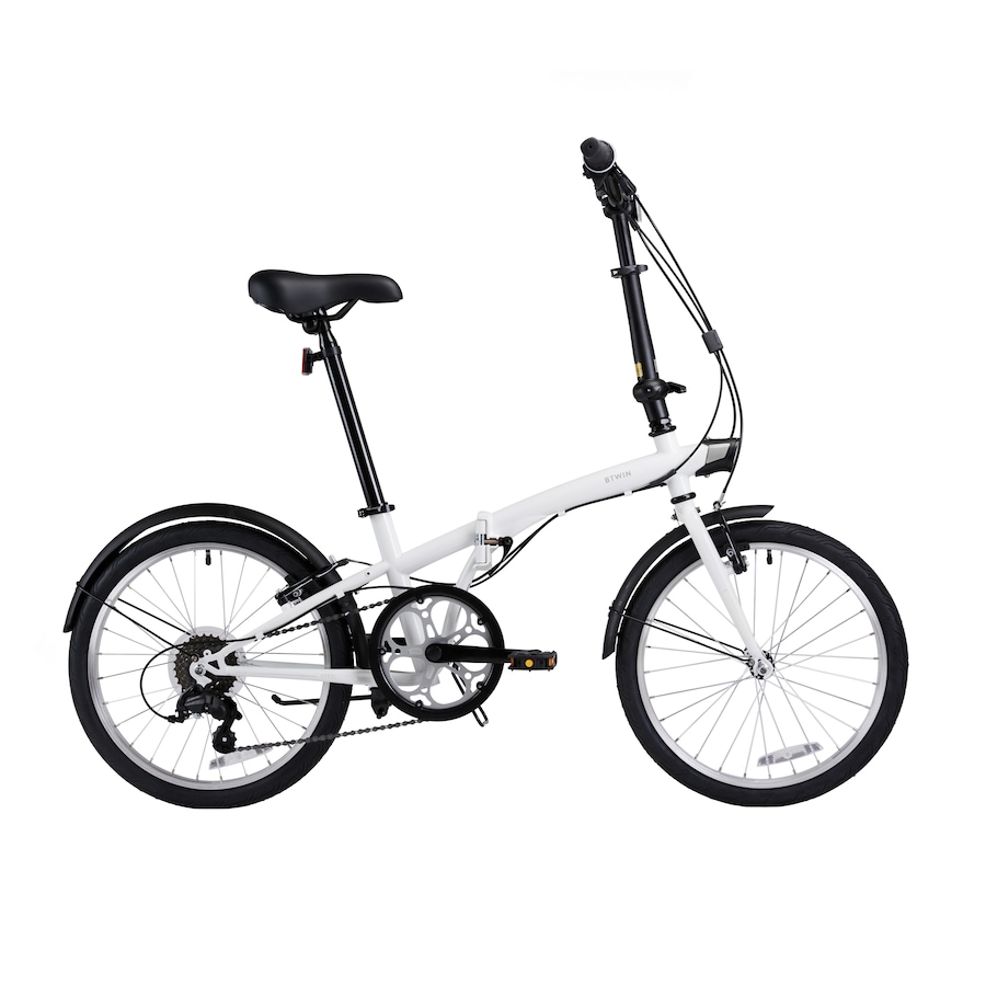Btwin Folding Bike Tilt 120 Adj 20 Inch 6 Speed White
