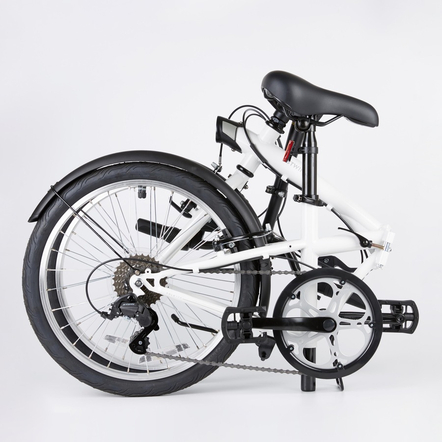 Btwin Folding Bike Tilt 120 Adj 20 Inch 6 Speed White