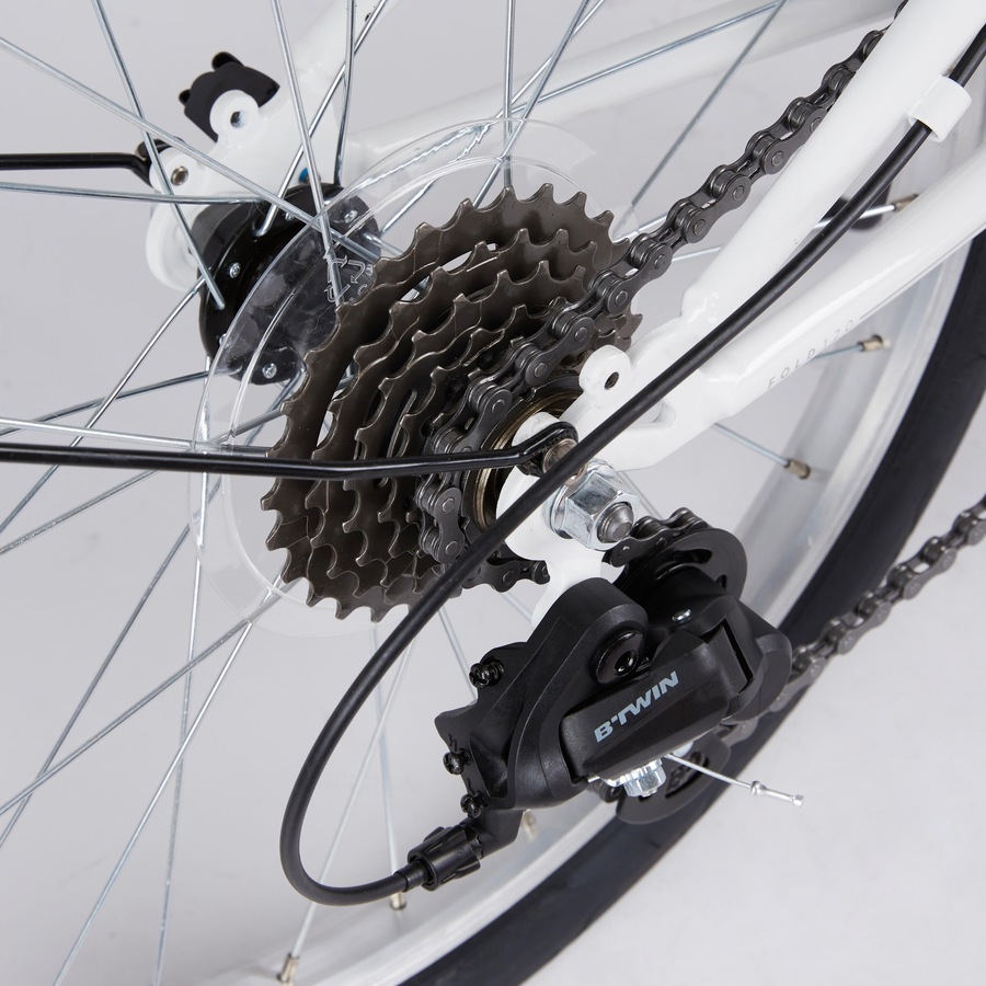 Btwin Folding Bike Tilt 120 Adj 20 Inch 6 Speed White