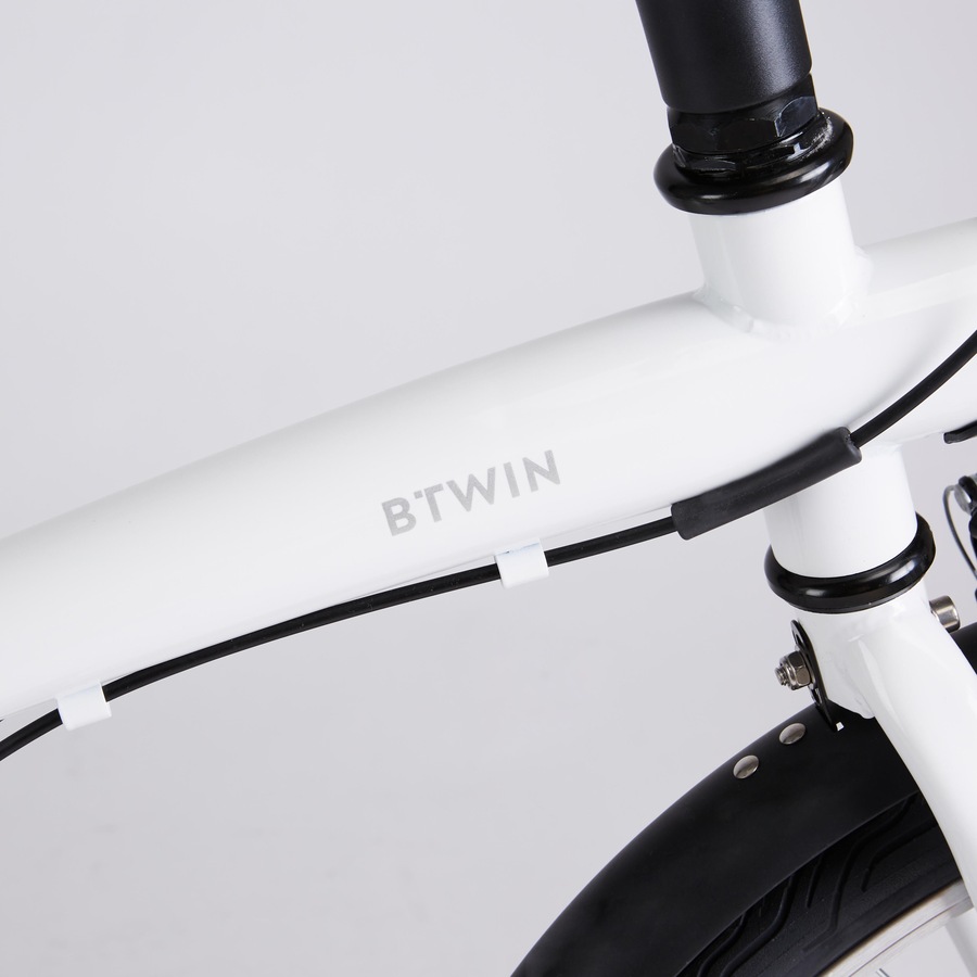 Btwin Folding Bike Tilt 120 Adj 20 Inch 6 Speed White