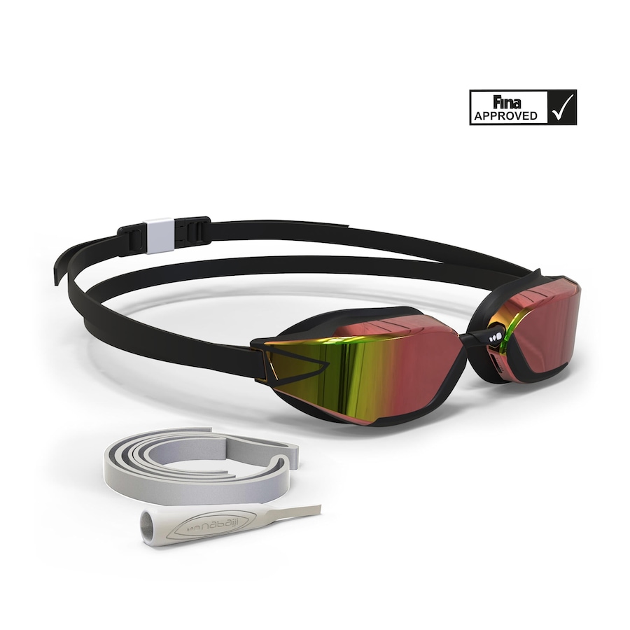 Decathlon Swimming Goggles One Size Fits All Bfast Black Mirror Orange Fire
