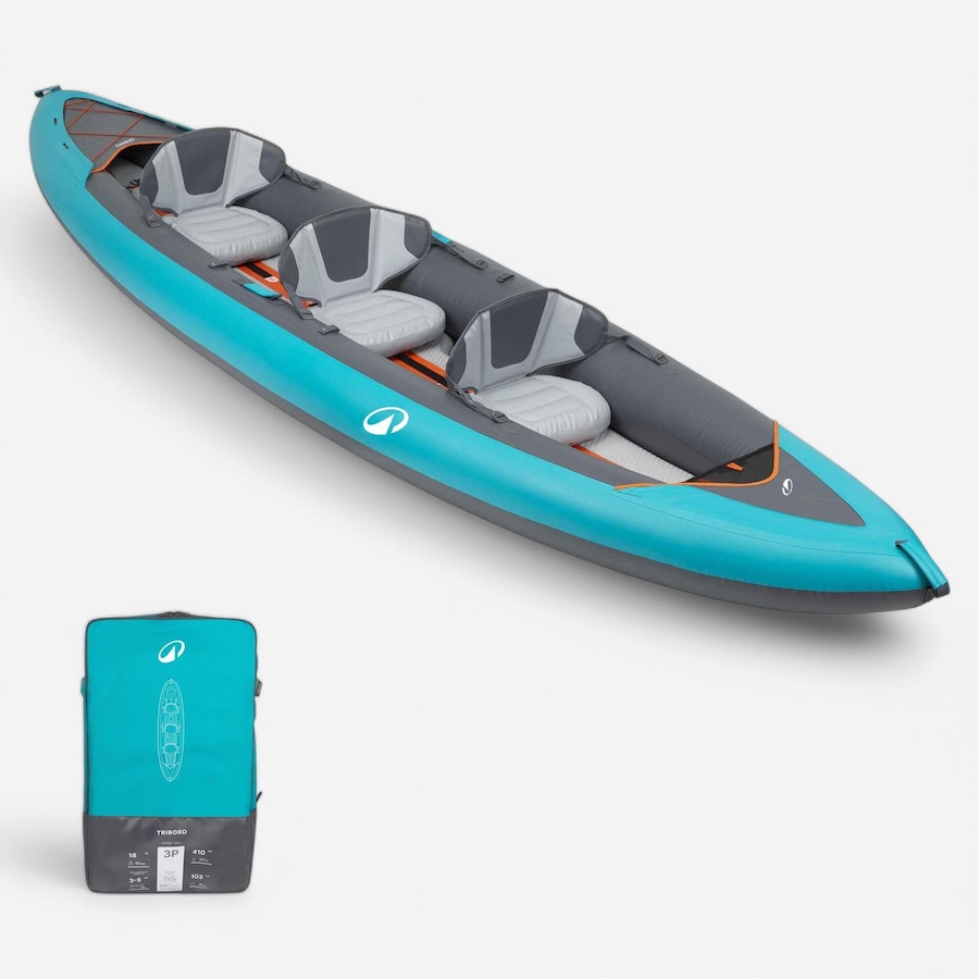 Decathlon Inflatable Canoe Kayak 2/3 Person Tribord 100+ Blue