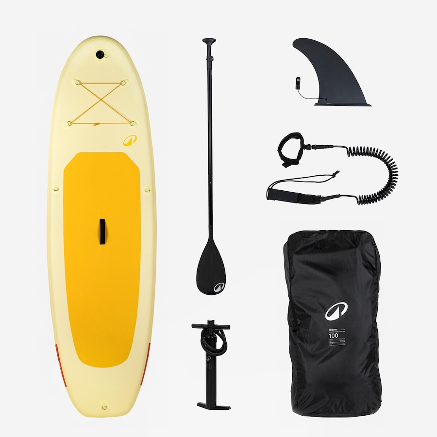 Decathlon Inflatable Stand Up Paddleboard Pack 9’6, 1 Person (Up To 80 Kg) 100 Yellow
