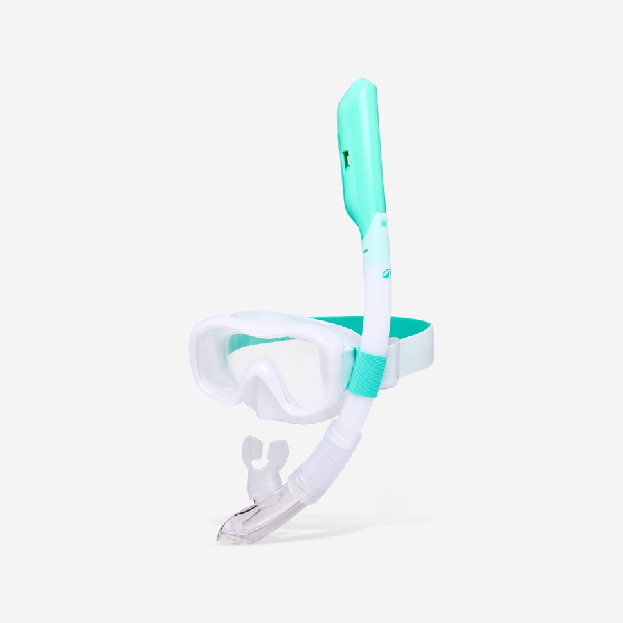 Decathlon Kids’ Snorkelling Comfort Anti Fog Mask Dry Top Snorkel Set, 100 White