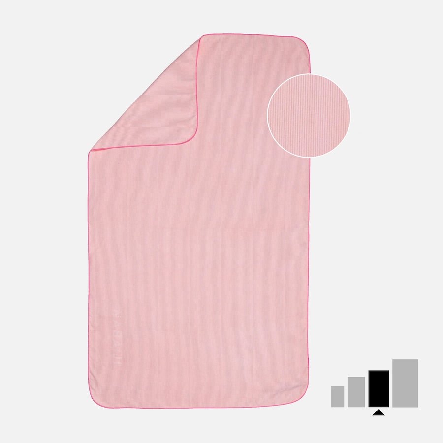 Decathlon Microfibre Swimming Towel Size L 80 X 130 Cm Striped Light Pink