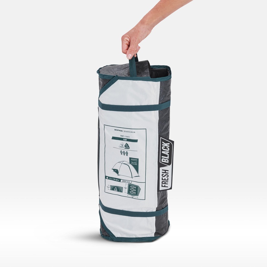 Quechua 3 Person Camping Tent, Mh100 Fresh & Black