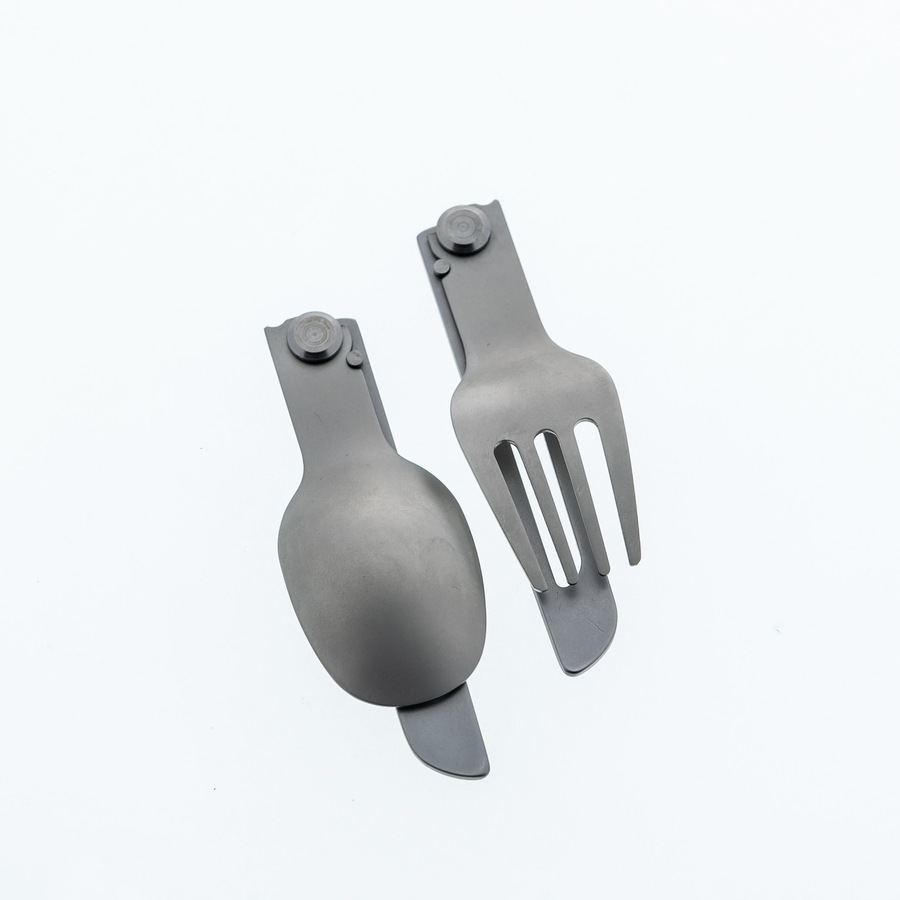 Quechua Folding Stainless Steel Hiking And Camping Cutlery (Fork, Spoon) Mh500